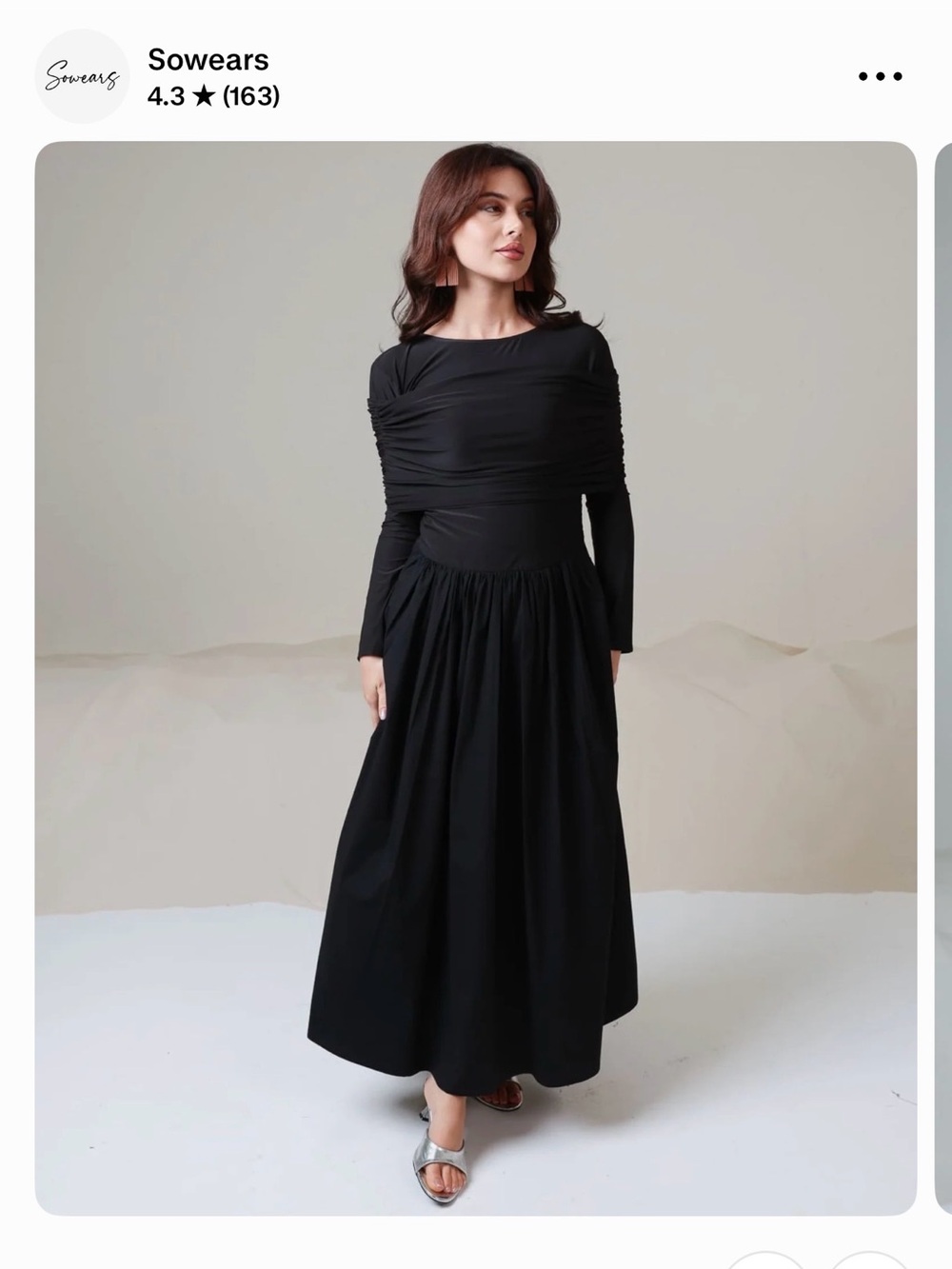 Women's Black Long Sleeve Maxi Dress